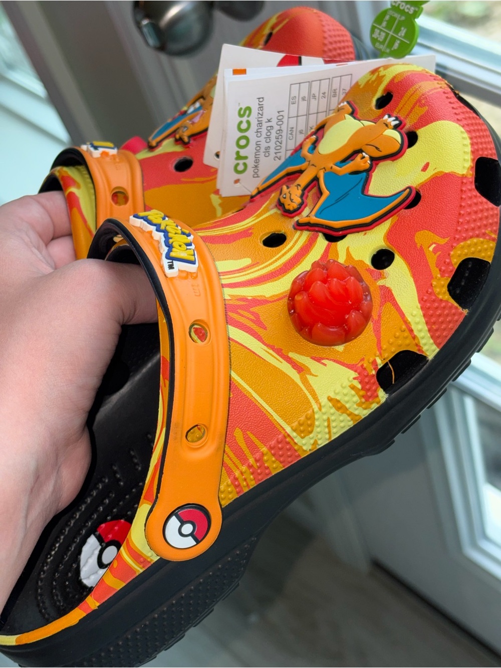 CROCS Kids' Orange & Yellow Charizard Lightning Slip-On Clogs